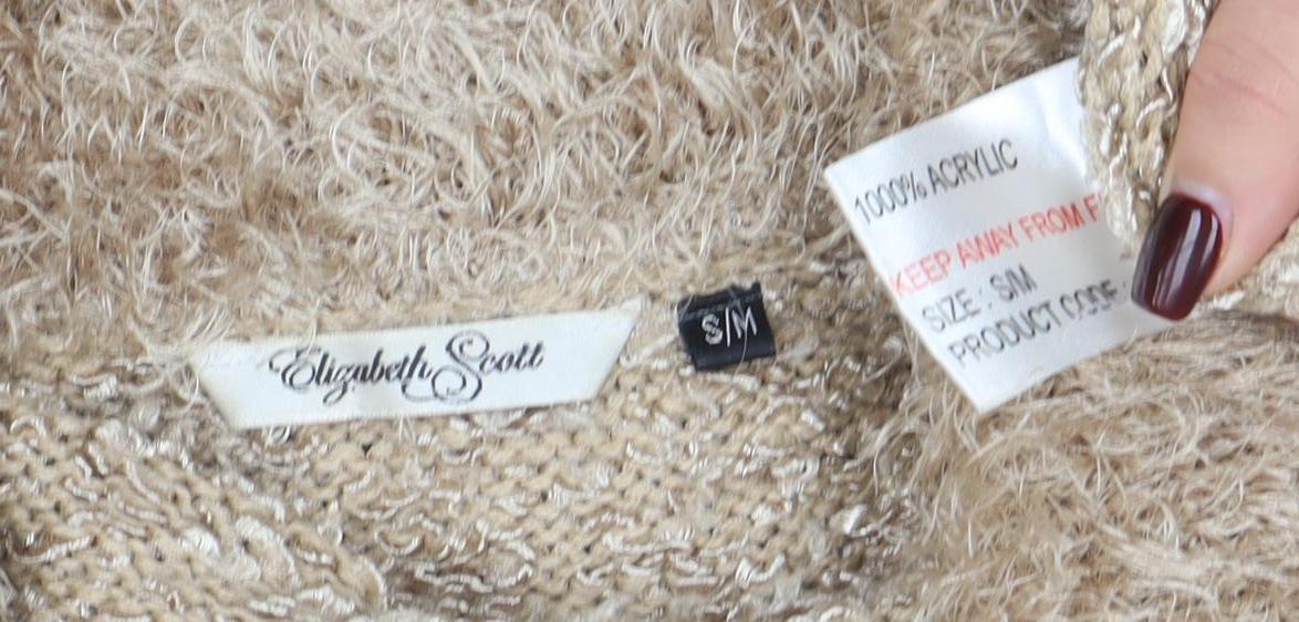 Elizabeth Scott Women Beige Knit Button Jacket Size S