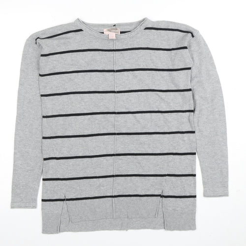 Forever 21 Women’s Grey Striped Long Sleeve Knit Jumper XS