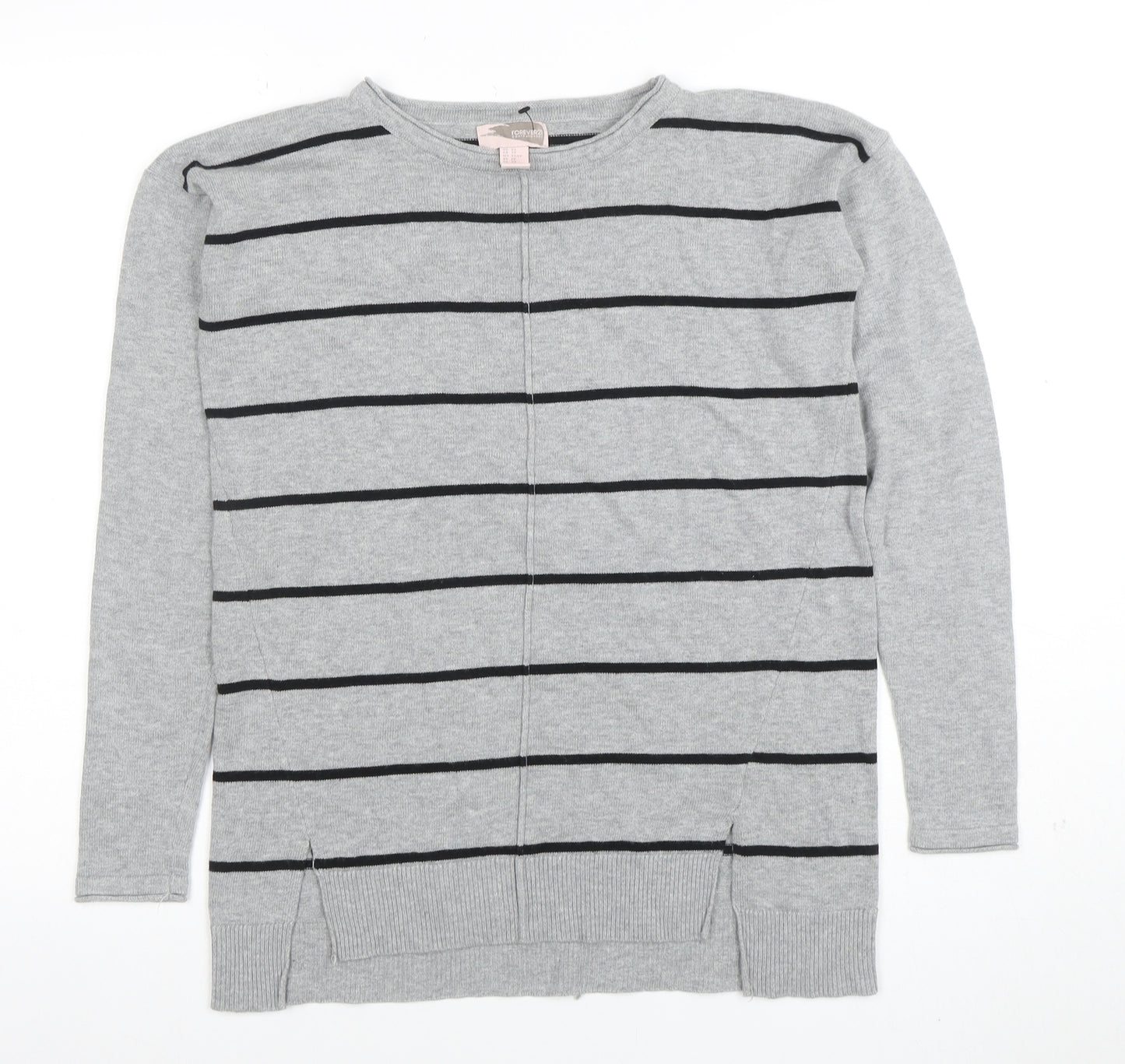 Forever 21 Women’s Grey Striped Long Sleeve Knit Jumper XS