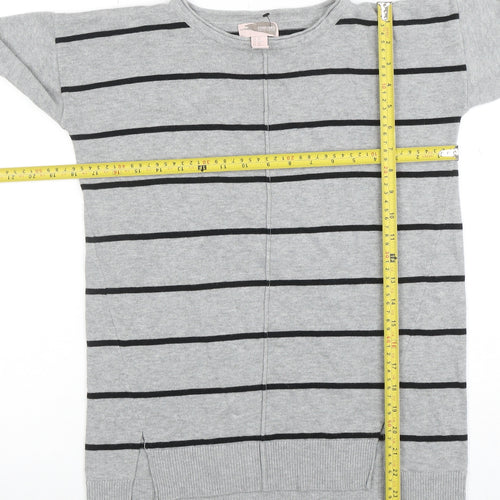Forever 21 Women’s Grey Striped Long Sleeve Knit Jumper XS