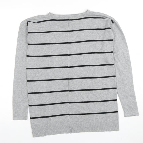 Forever 21 Women’s Grey Striped Long Sleeve Knit Jumper XS