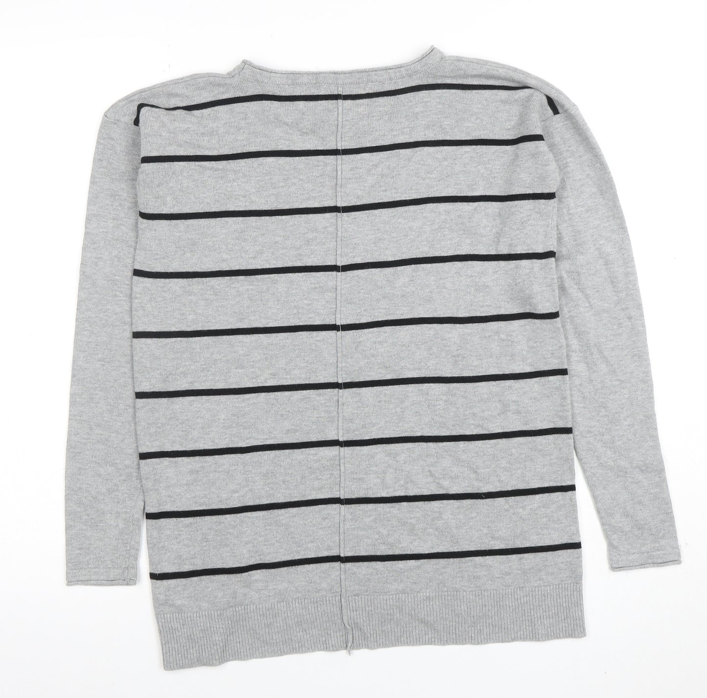 Forever 21 Women’s Grey Striped Long Sleeve Knit Jumper XS