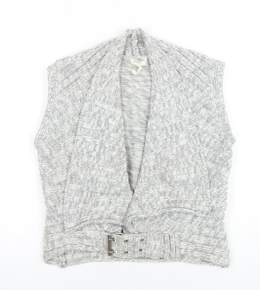 Zingara Women's Grey Chunky-Knit Sleeveless Belted Vest Size 14