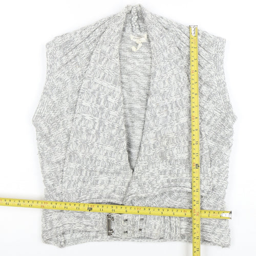 Zingara Women's Grey Chunky-Knit Sleeveless Belted Vest Size 14
