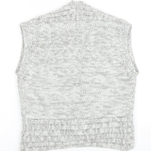 Zingara Women's Grey Chunky-Knit Sleeveless Belted Vest Size 14