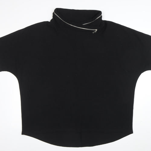 Roman Women’s Black Roll Neck Zip Detail Jersey Top Size 16