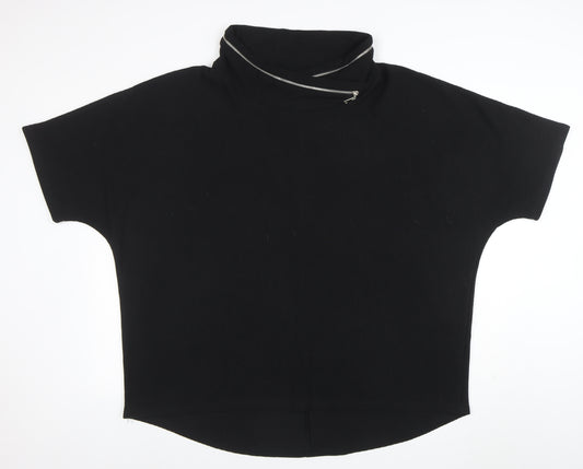 Roman Women’s Black Roll Neck Zip Detail Jersey Top Size 16