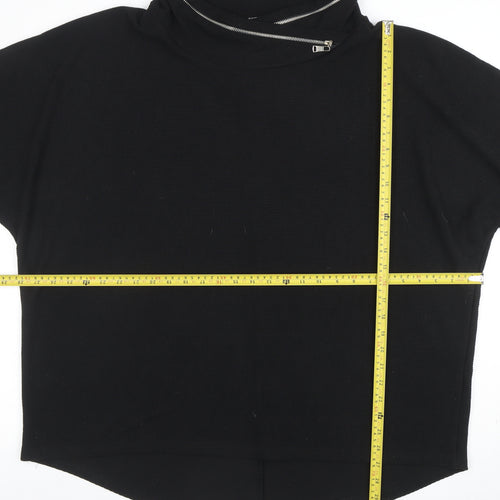 Roman Women’s Black Roll Neck Zip Detail Jersey Top Size 16