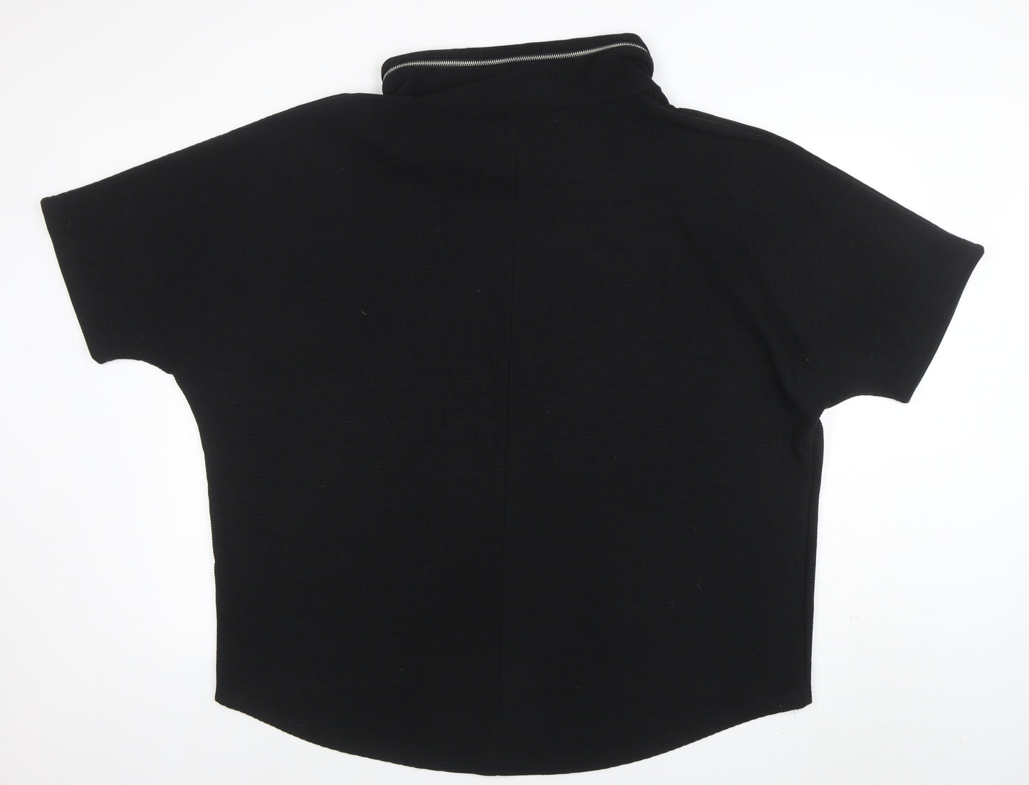 Roman Women’s Black Roll Neck Zip Detail Jersey Top Size 16