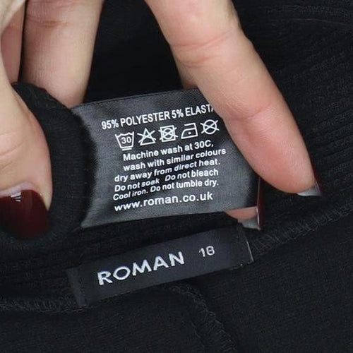 Roman Women’s Black Roll Neck Zip Detail Jersey Top Size 16
