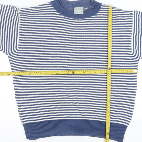Country Road Women's Blue Striped Cotton Crew Neck Jumper L