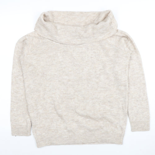 Marks and Spencer Women’s Beige Wool Blend Cowl Neck Jumper M
