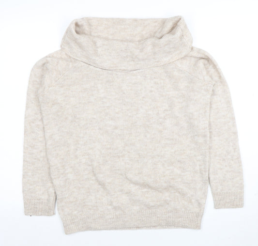 Marks and Spencer Women’s Beige Wool Blend Cowl Neck Jumper M