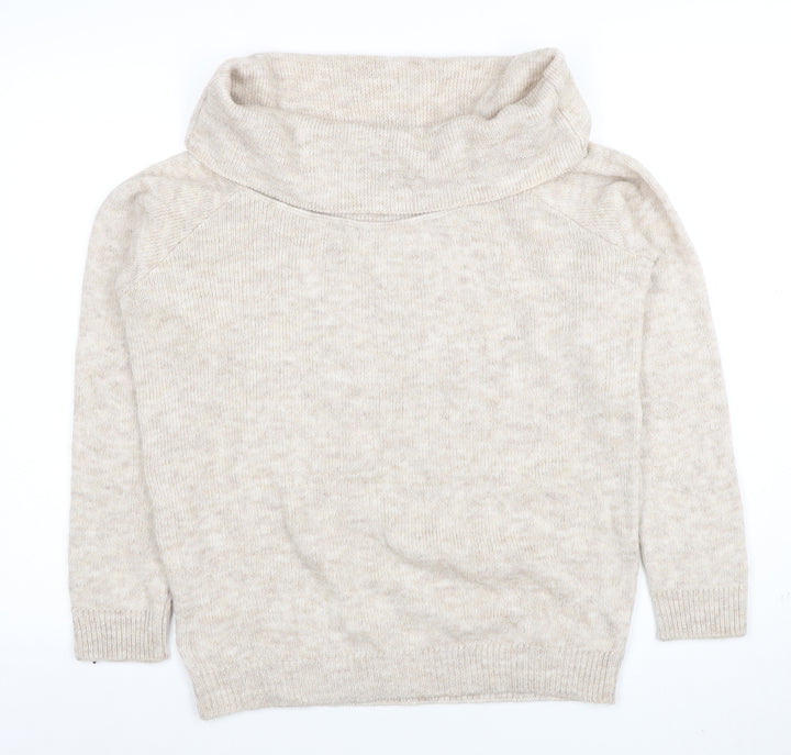 Marks and Spencer Women’s Beige Wool Blend Cowl Neck Jumper M