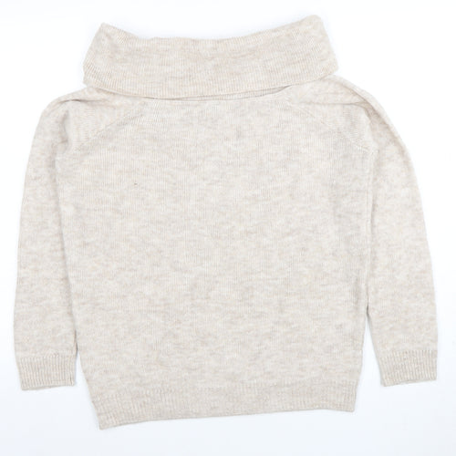 Marks and Spencer Women’s Beige Wool Blend Cowl Neck Jumper M