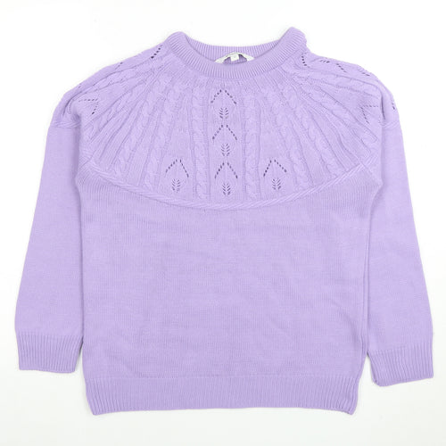 Bonmarche Women’s Purple Acrylic Cable Knit Jumper Size 10