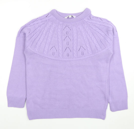 Bonmarche Women’s Purple Acrylic Cable Knit Jumper Size 10