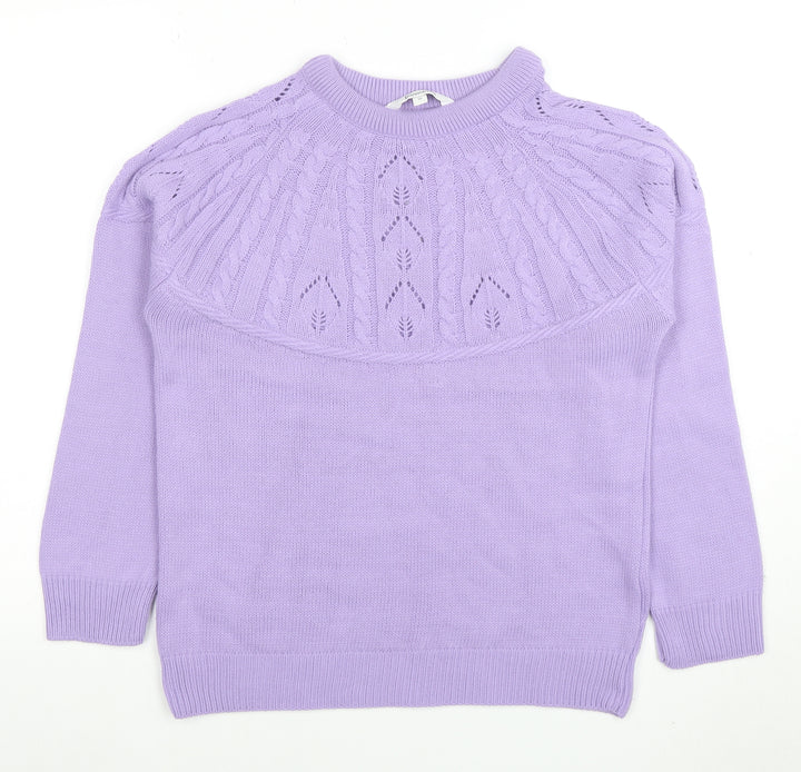 Bonmarche Women’s Purple Acrylic Cable Knit Jumper Size 10