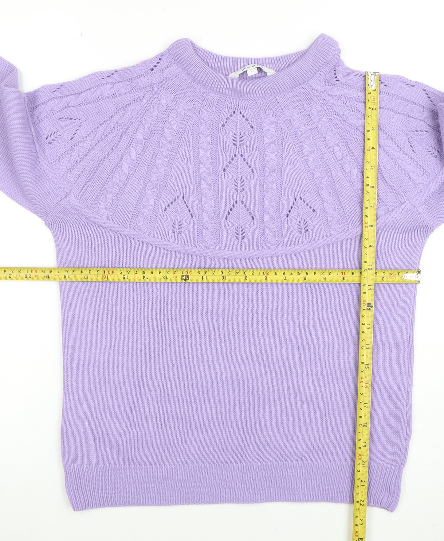 Bonmarche Women’s Purple Acrylic Cable Knit Jumper Size 10