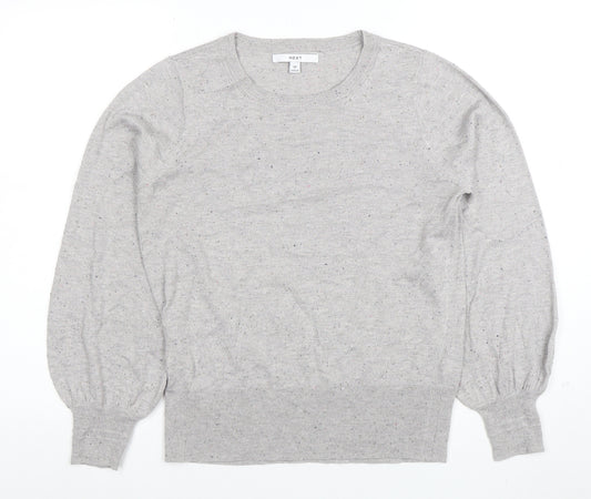 Next Womens Grey Knit Crew Neck Long Sleeve Top Size M