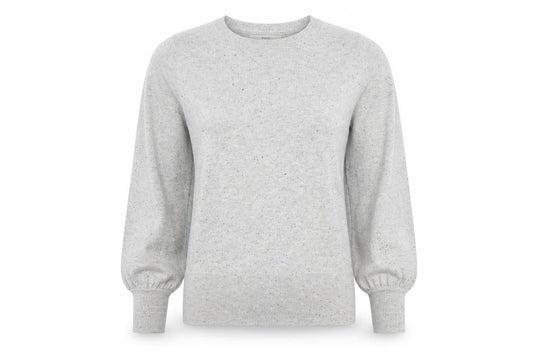 Front view of Next women’s grey knit crew neck long sleeve top, size M