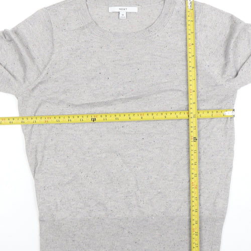 Next Womens Grey Knit Crew Neck Long Sleeve Top Size M