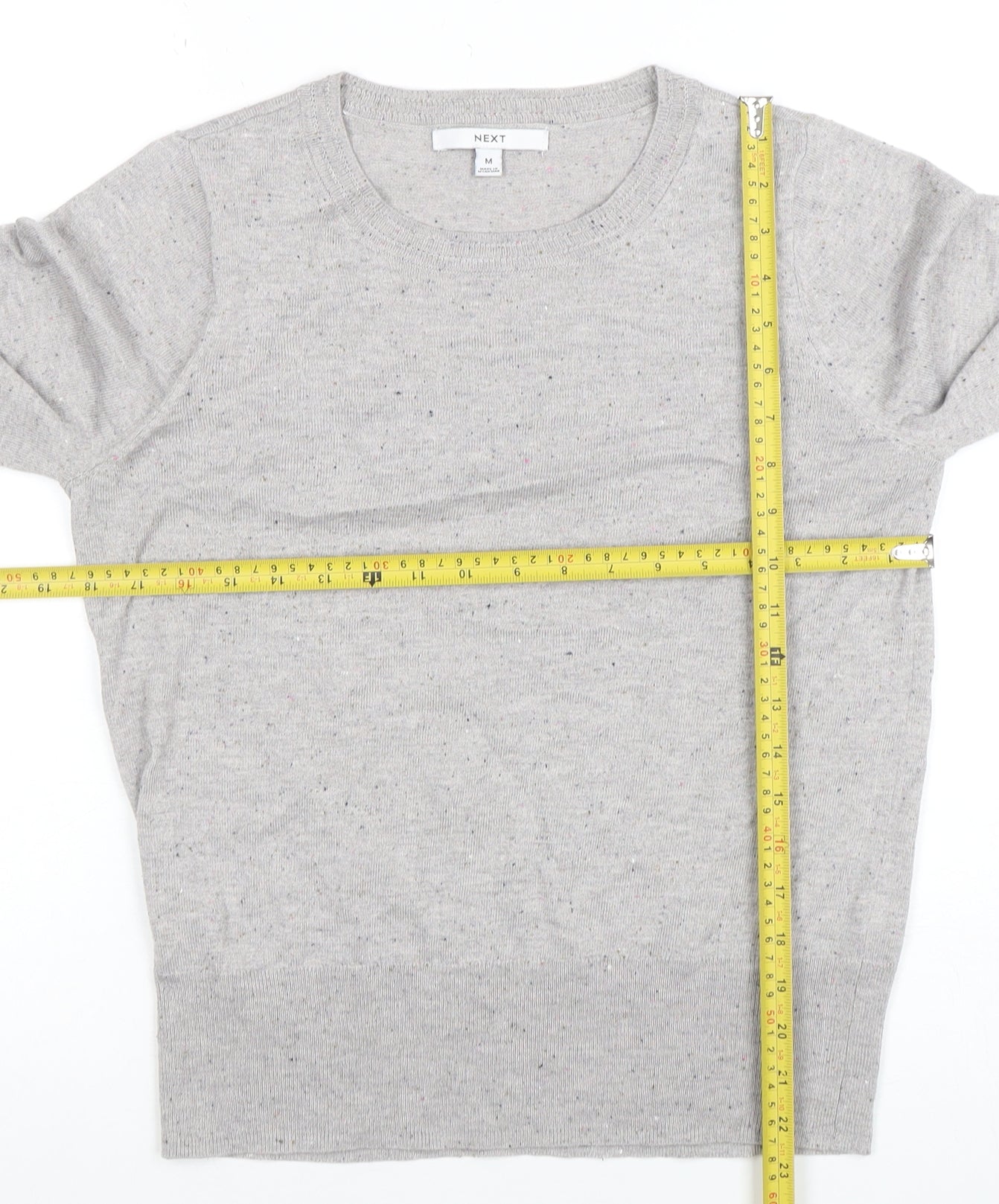 Next Womens Grey Knit Crew Neck Long Sleeve Top Size M