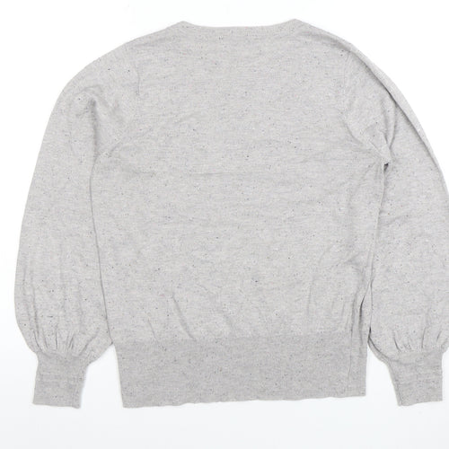 Next Womens Grey Knit Crew Neck Long Sleeve Top Size M