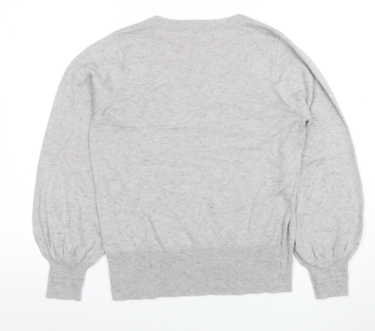 Next Womens Grey Knit Crew Neck Long Sleeve Top Size M