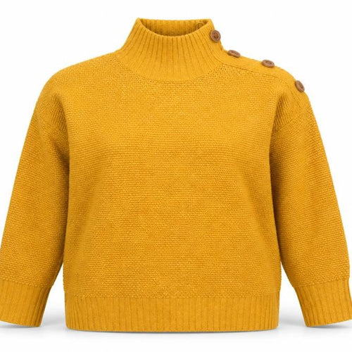 M&Co Women Yellow Size 14 Roll Neck Chunky Knit Jumper