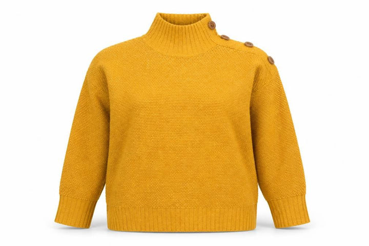M&Co Women Yellow Size 14 Roll Neck Chunky Knit Jumper