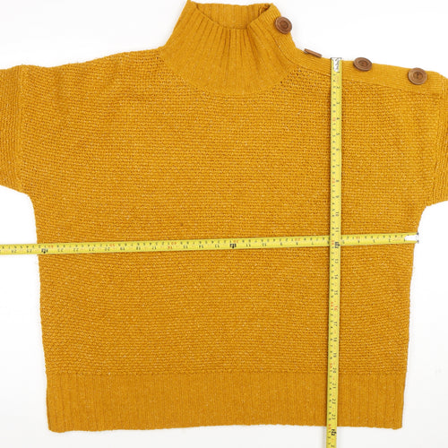 M&Co Women Yellow Size 14 Roll Neck Chunky Knit Jumper