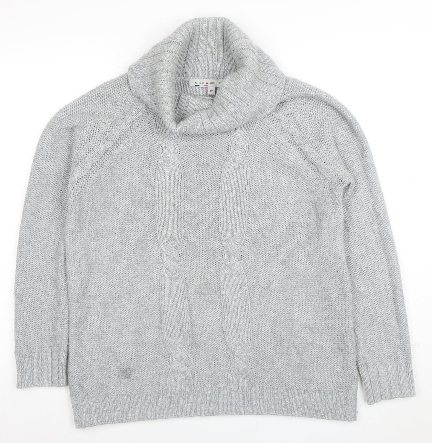 Crew Clothing Co. Womens Grey Roll Neck Cable-Knit Jumper Size 12