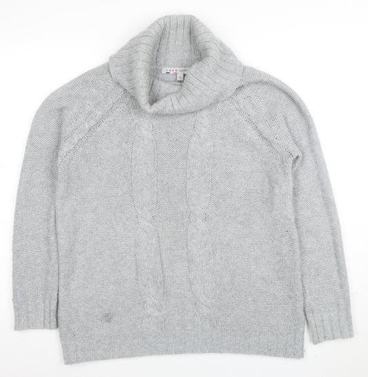 Crew Clothing Co. Womens Grey Roll Neck Cable-Knit Jumper Size 12