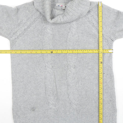 Crew Clothing Co. Womens Grey Roll Neck Cable-Knit Jumper Size 12