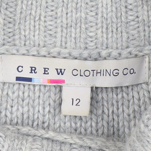 Crew Clothing Co. Womens Grey Roll Neck Cable-Knit Jumper Size 12