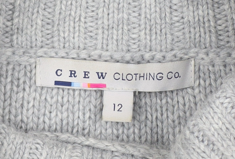 Crew Clothing Co. Womens Grey Roll Neck Cable-Knit Jumper Size 12