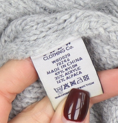 Crew Clothing Co. Womens Grey Roll Neck Cable-Knit Jumper Size 12