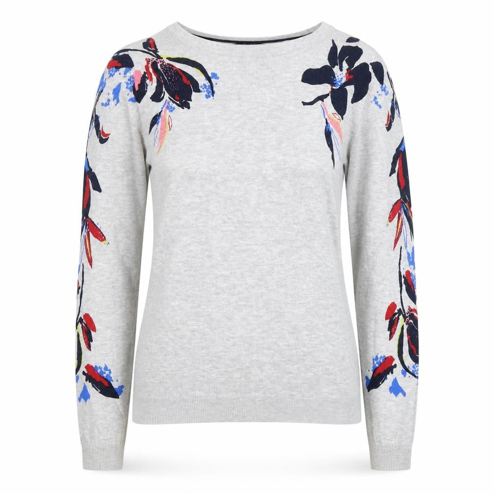 Front view of Next Women Grey Floral Knit jumper, size 8