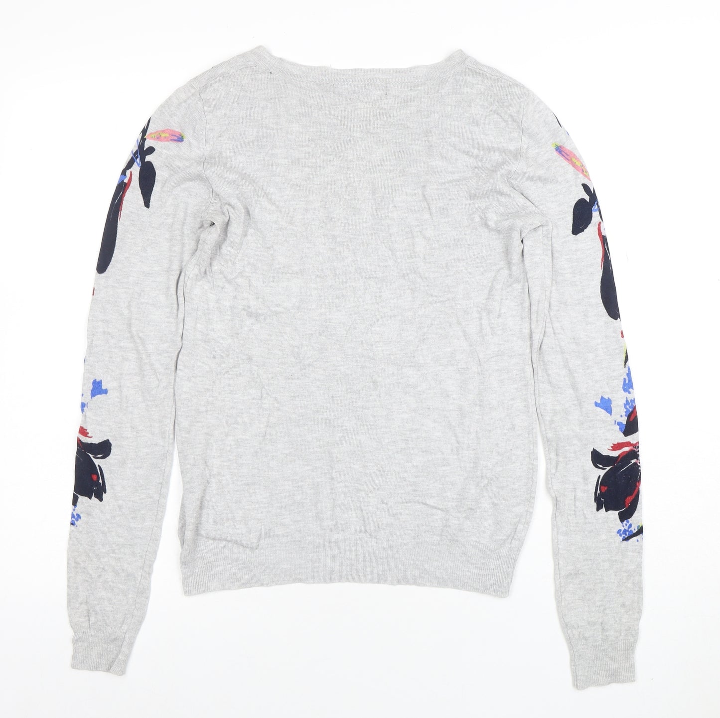 Next Women Grey Floral Knit Pullover Jumper Size 8