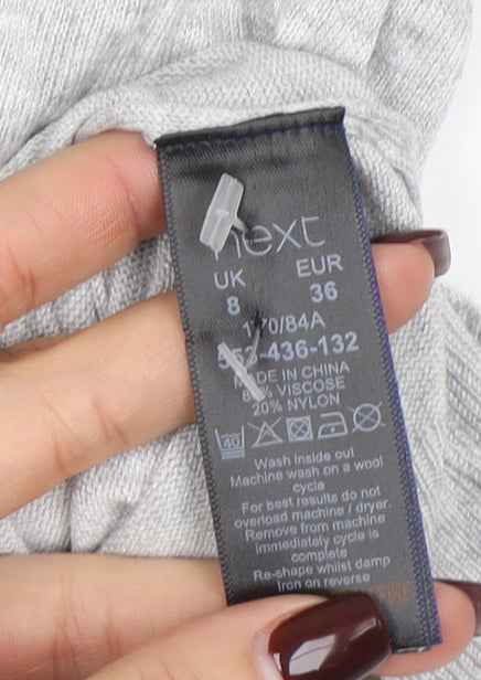 Next Women Grey Floral Knit Pullover Jumper Size 8