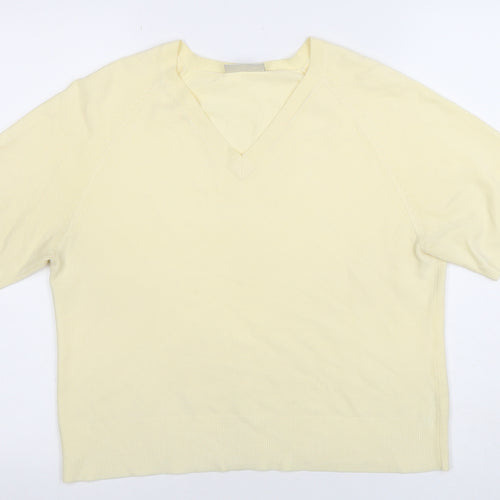 BR&S Women Ivory Size 14 V-Neck Short Sleeve Acrylic Knit Top