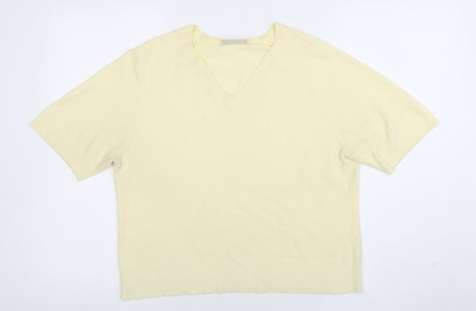 BR&S Women Ivory Size 14 V-Neck Short Sleeve Acrylic Knit Top