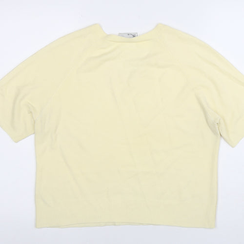 BR&S Women Ivory Size 14 V-Neck Short Sleeve Acrylic Knit Top