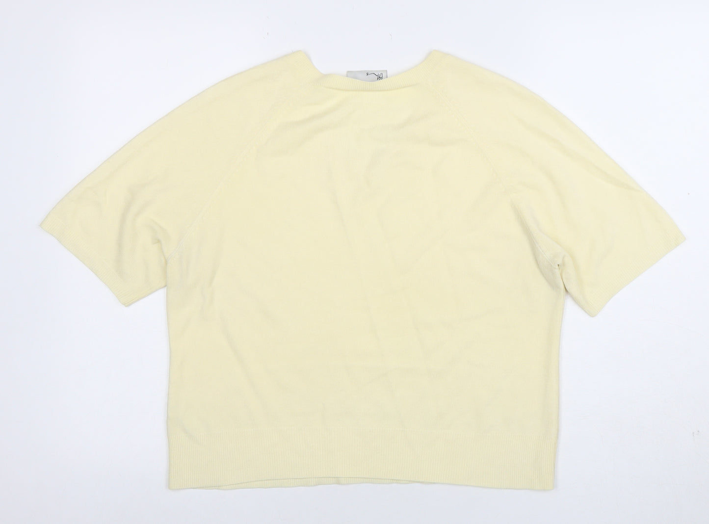 BR&S Women Ivory Size 14 V-Neck Short Sleeve Acrylic Knit Top