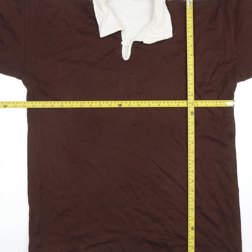 Harriss of Bristol Mens Brown Long Sleeve Rugby Polo Shirt M