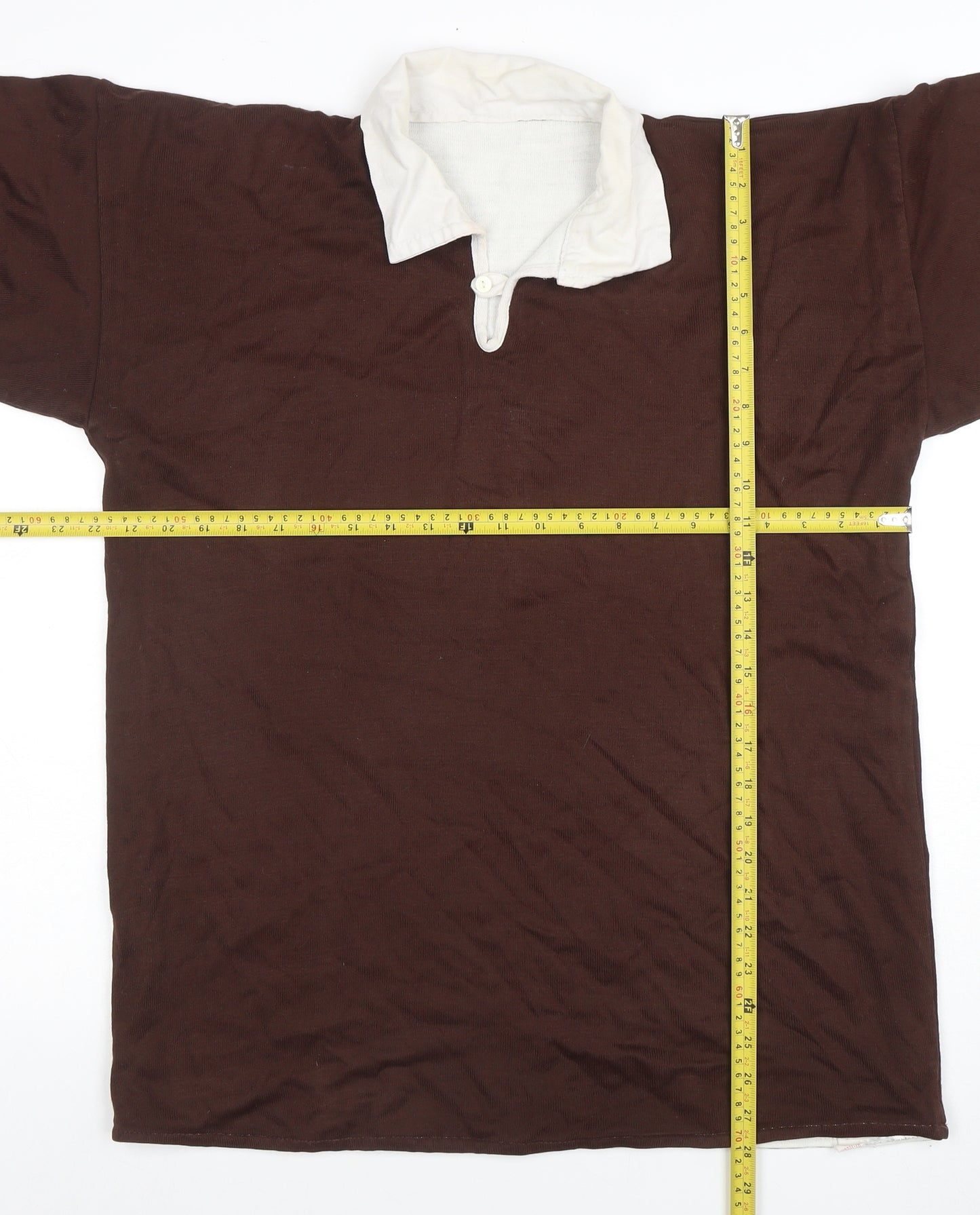Harriss of Bristol Mens Brown Long Sleeve Rugby Polo Shirt M