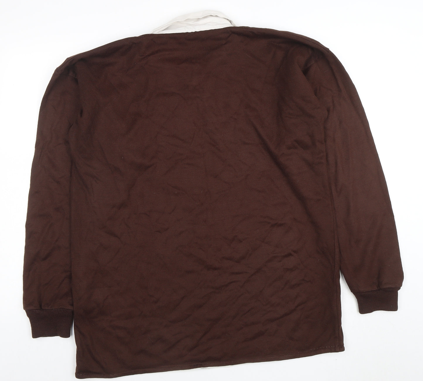 Harriss of Bristol Mens Brown Long Sleeve Rugby Polo Shirt M