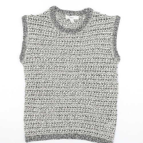 Marks and Spencer Women's Grey Chunky Knit Sleeveless Vest XS