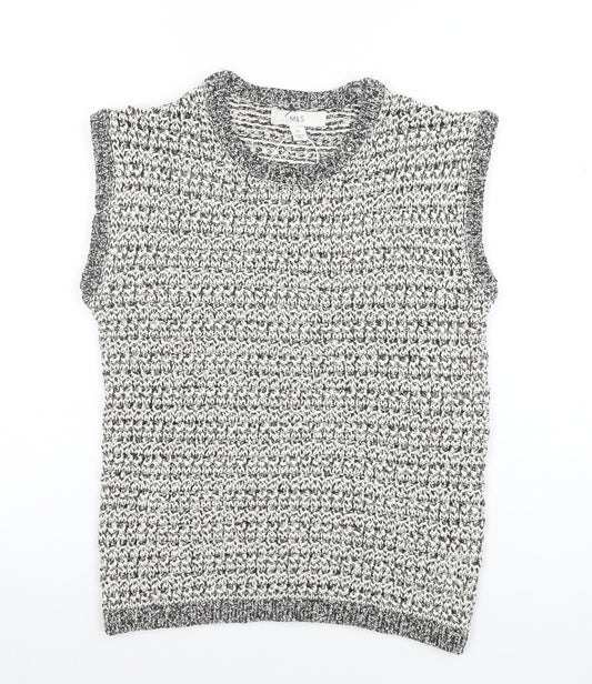 Marks and Spencer Women's Grey Chunky Knit Sleeveless Vest XS